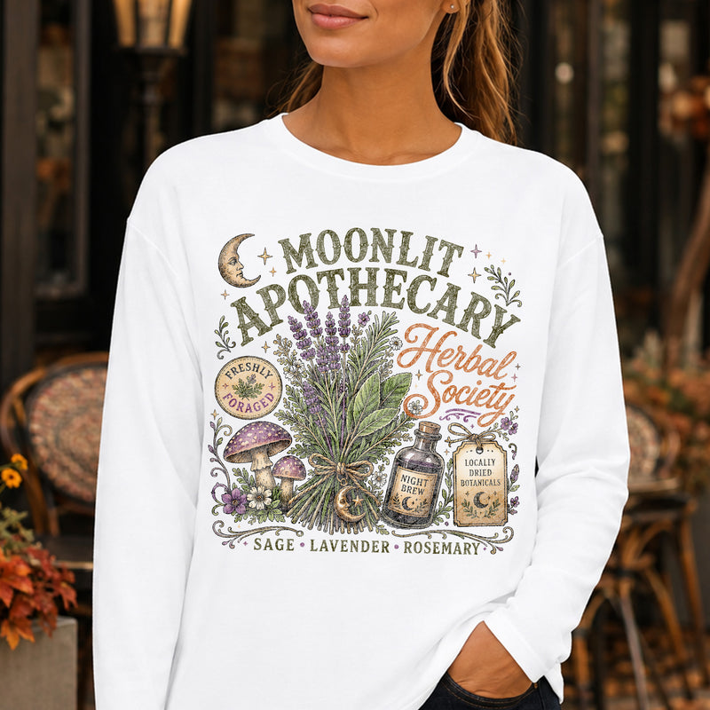 Moonlit Apothecary Herbal Society: Vintage Botanical DTF Transfer