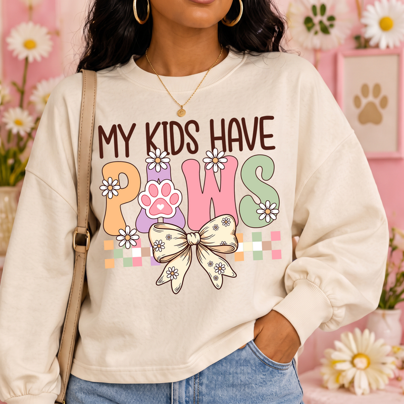 My Kids Have Paws Pastel Coquette Daisy - DTF Transfer