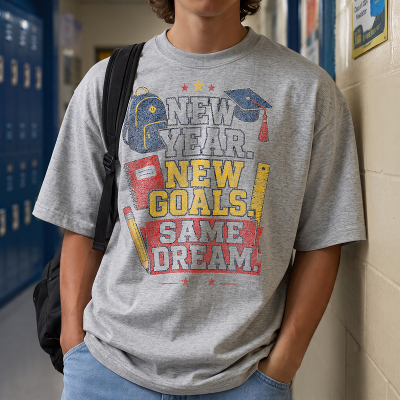 New Year, New Goals Academic Varsity  - DTF Transfer