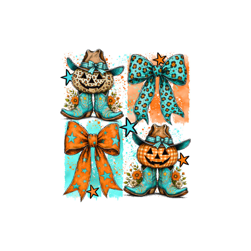 Fall Bows & Boots Western Collage - DTF Transfer