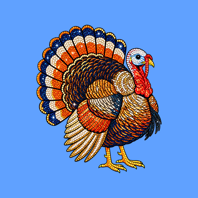 Faux Bedazzled Turkey: Shimmering Rhinestone Style Thanksgiving - DTF Transfer