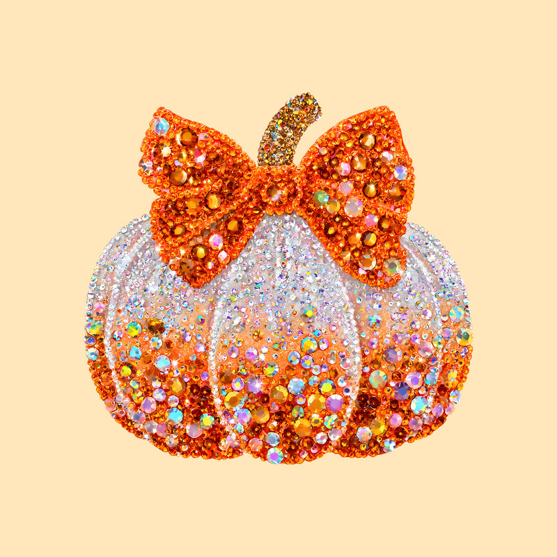 Faux Gemstone Pumpkin With Bow - DTF Transfer