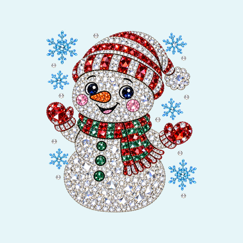 Gemstone Snowman: Beaded Rhinestone & Winter Wonderland - DTF Transfer