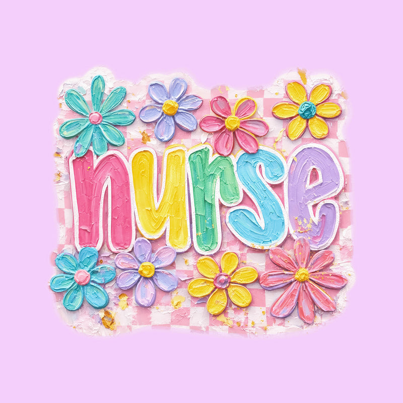 Faux Oil-Painted Floral Nurse - DTF Transfer
