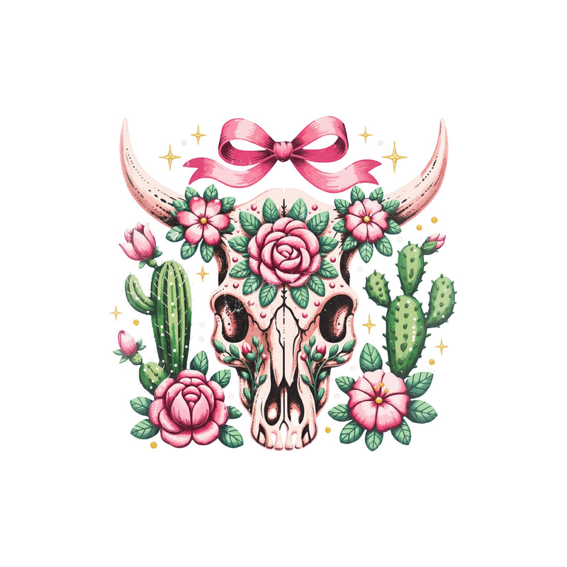 Desert Coquette Floral Bull Skull - DTF Transfer