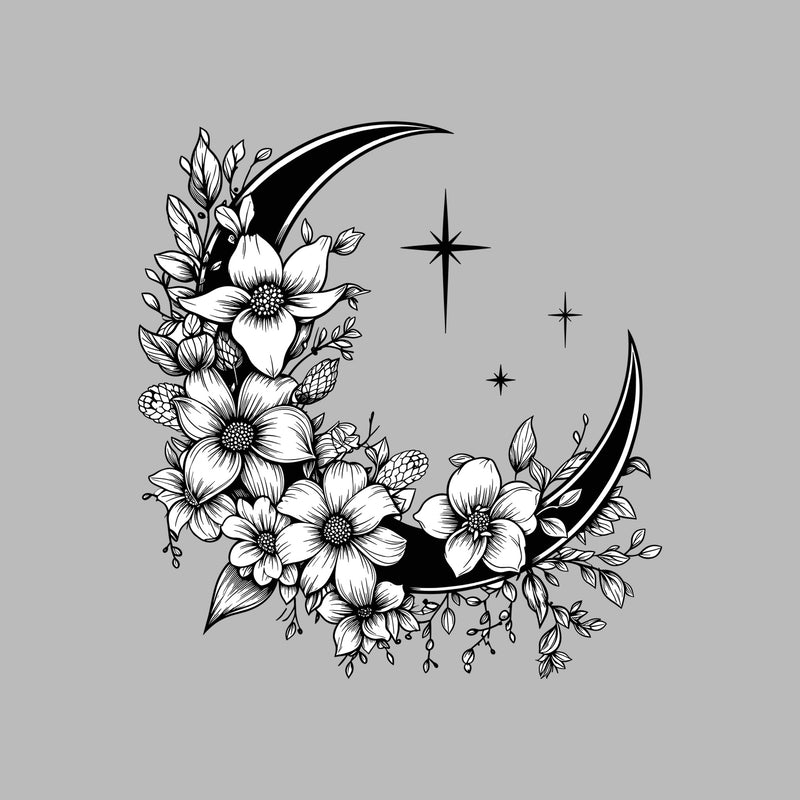 Botanical Crescent Moon - DTF Transfer
