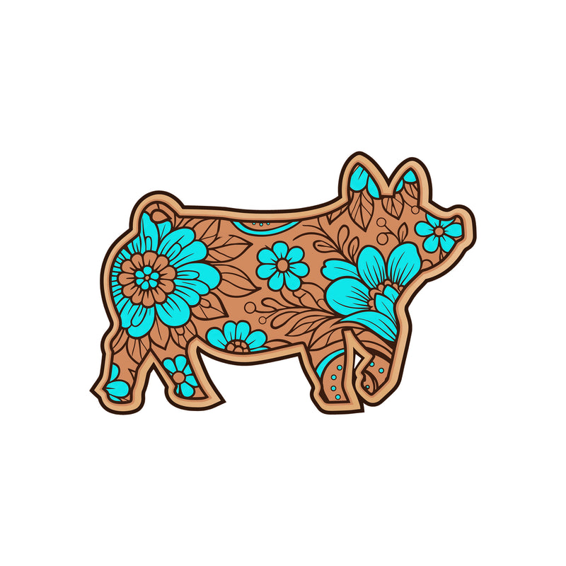 Floral Mandala Pig - DTF Transfer