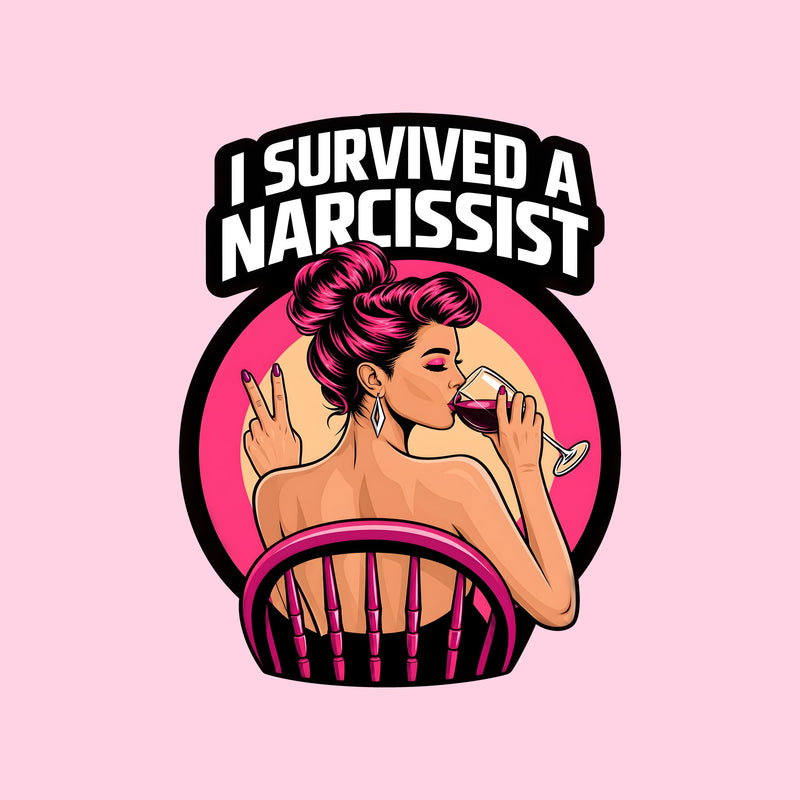 I Survived A Narcissist: Pop Art Wine & Peace Sign - DTF Transfer