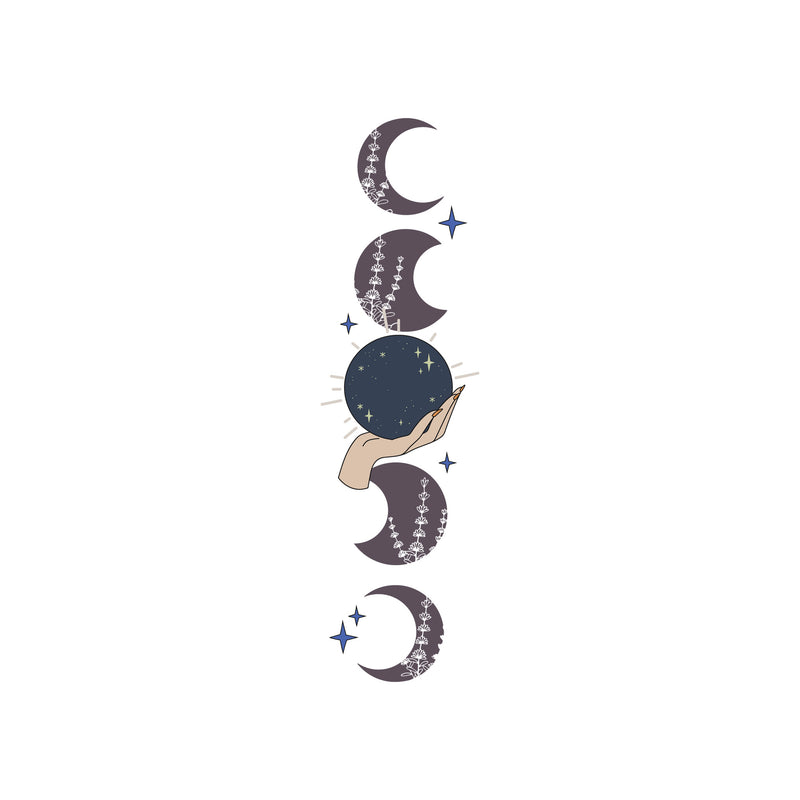 Vertical Celestial Moon Phases & Crystal Orb DTF Transfer