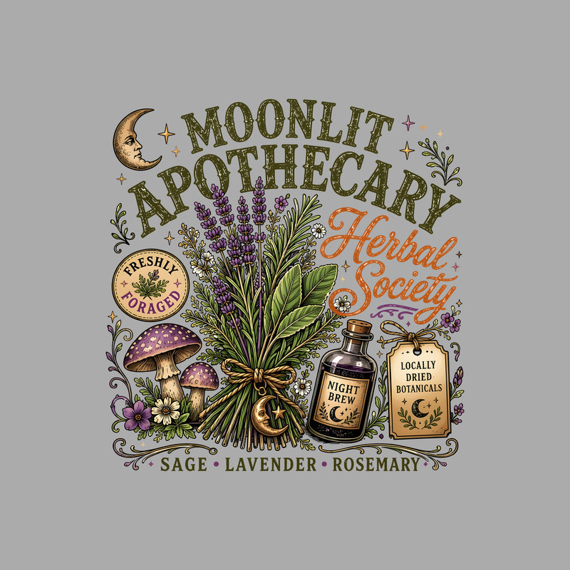 Moonlit Apothecary Herbal Society: Vintage Botanical DTF Transfer
