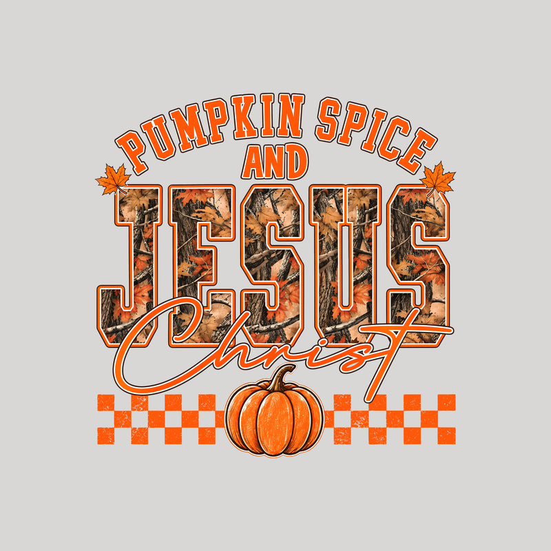 Pumpkin Spice & Jesus Christ: Camo Autumn Faith - DTF Transfer