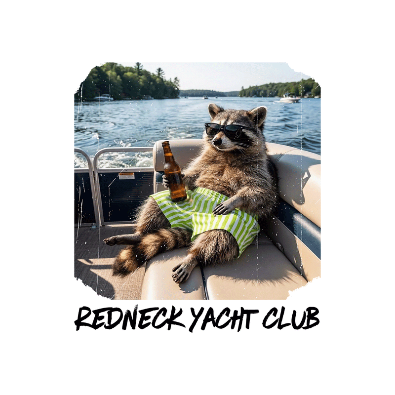 Redneck Yacht Club Pontoon Raccoon - DTF Transfer