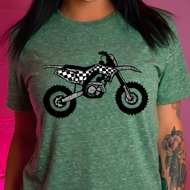 Faux Rhinestone Dirt Bike - DTF Transfer