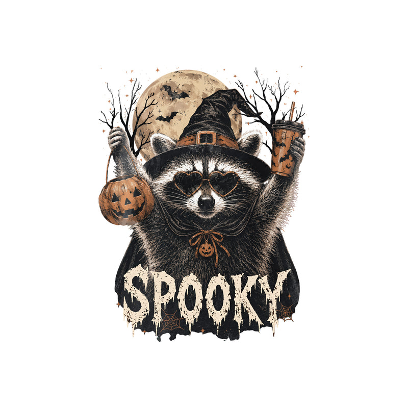 Spooky Witch Raccoon & Iced Coffee - DTF Transfer