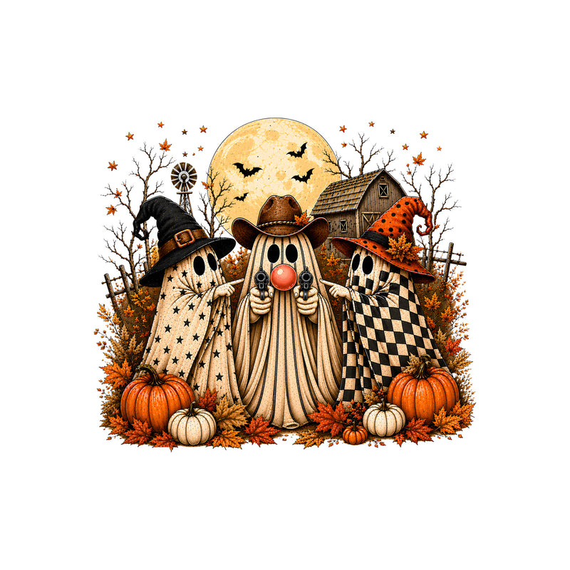 Western Cowboy & Witch Ghosts Standoff - DTF Transfer