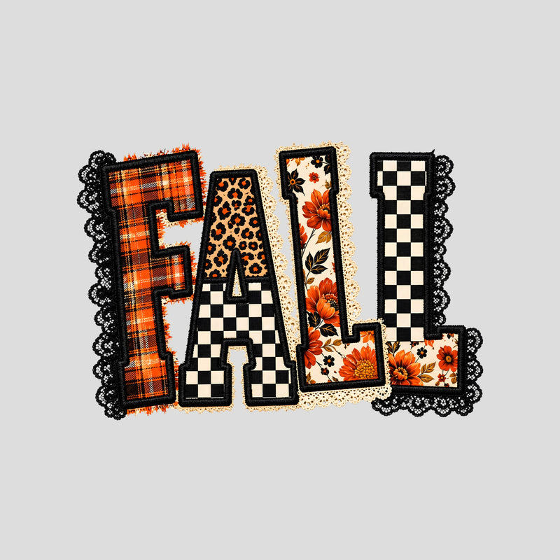 Faux Lace Patchwork Checkered Fall - DTF Transfer