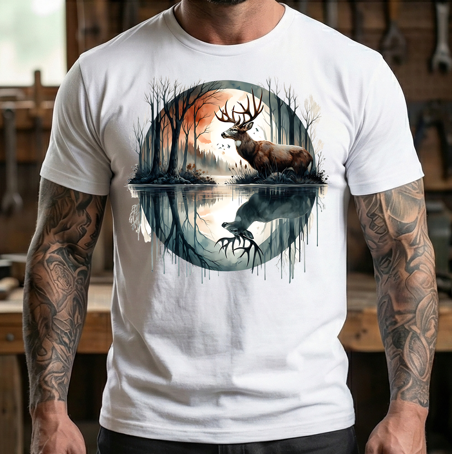 The Zen of the Hunt: Watercolor Stag Edition - DTF Heat Transfer