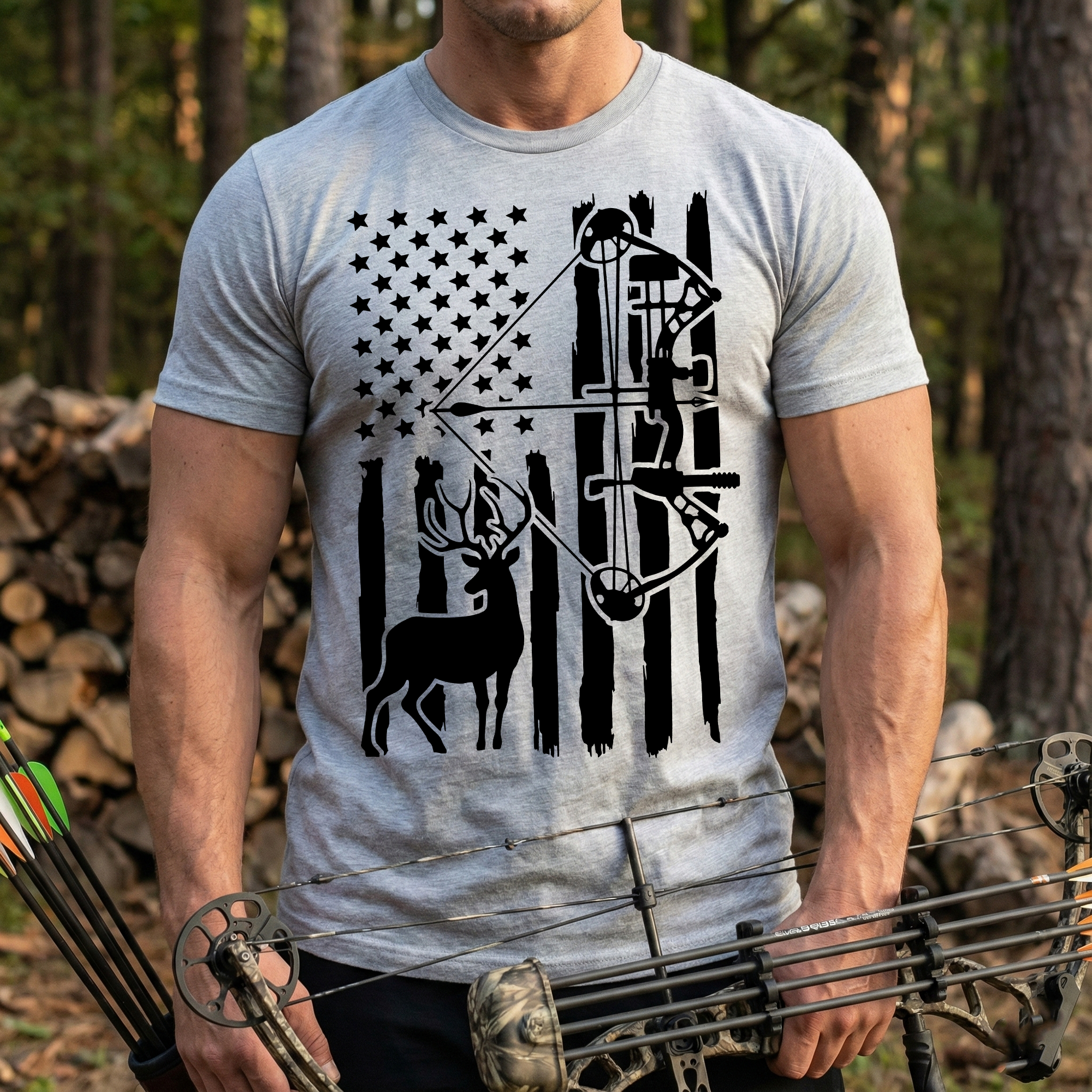 The Silent Patriot: Compound Bow & Flag Edition - DTF Transfer – B'S DTF