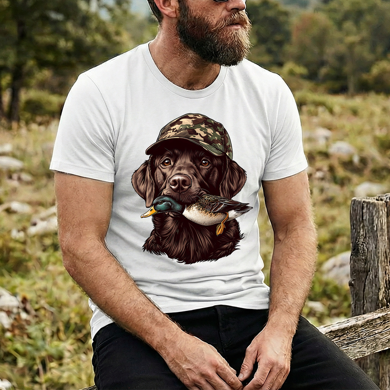 Tactical Good Boy: The Chocolate Lab & Mallard Loadout - DTF Transfer