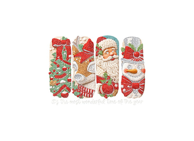 3D Embroidered Yarn Panel Christmas - DTF Transfer