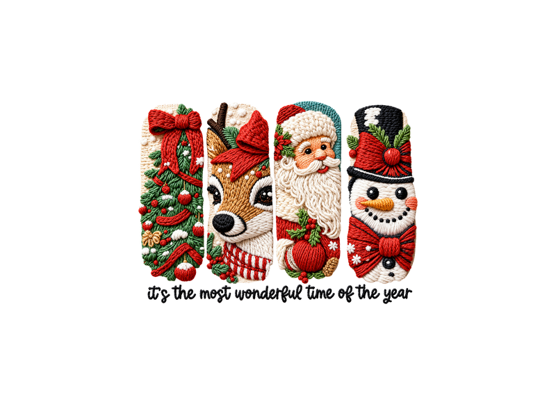 3D Embroidered Yarn Panel Christmas - DTF Transfer