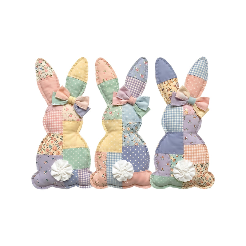 Pastel Faux Patchwork Quilted Bunnies - DTF Transfer