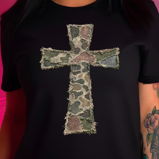 Frayed Canvas Camo Cross - DTF Transfer