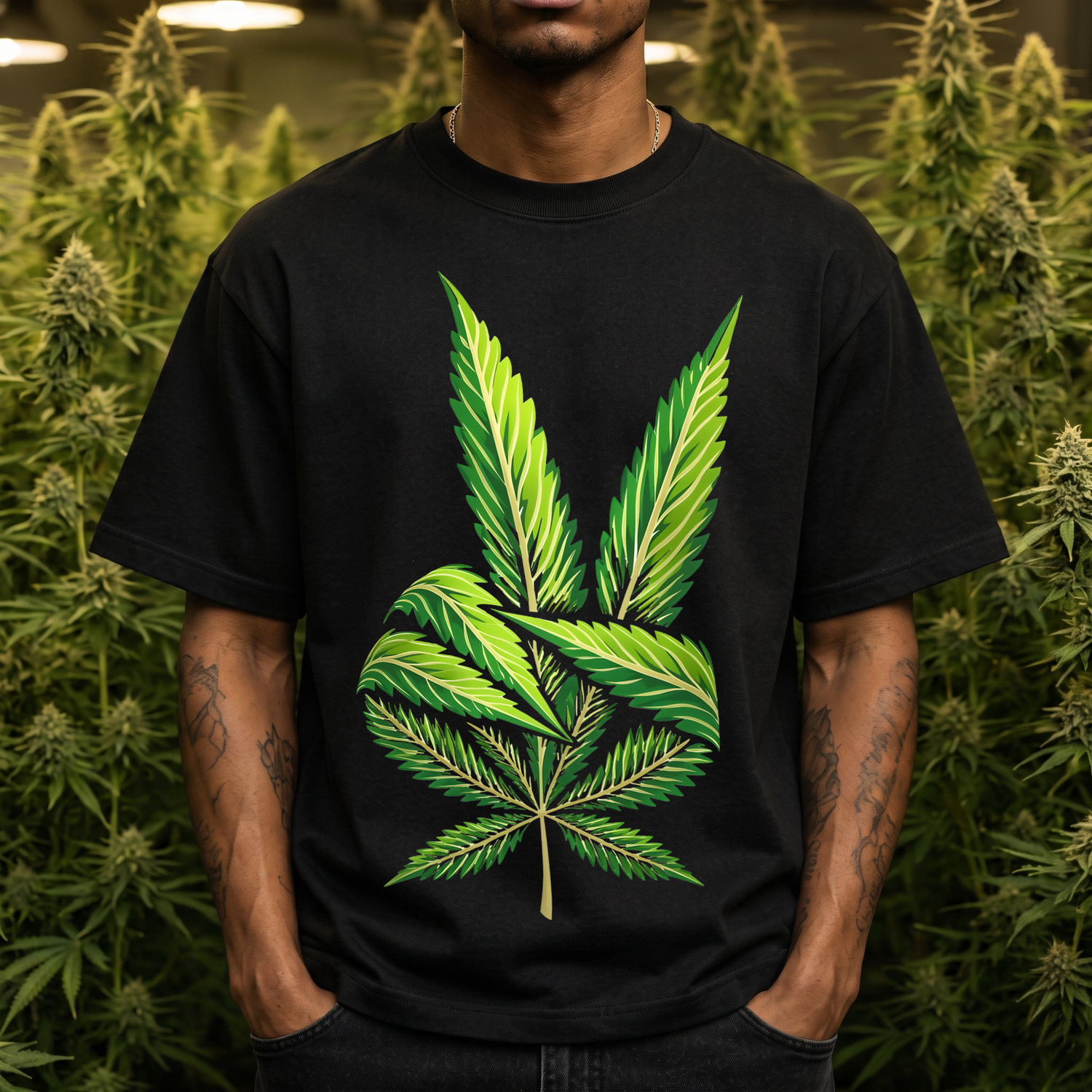 Cannabis Peace Sign Hand - DTF Transfer