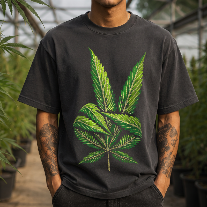 Cannabis Peace Sign Hand - DTF Transfer