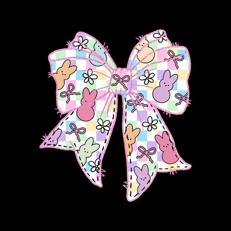 Pastel Peeps Checkered Bow - DTF Transfer