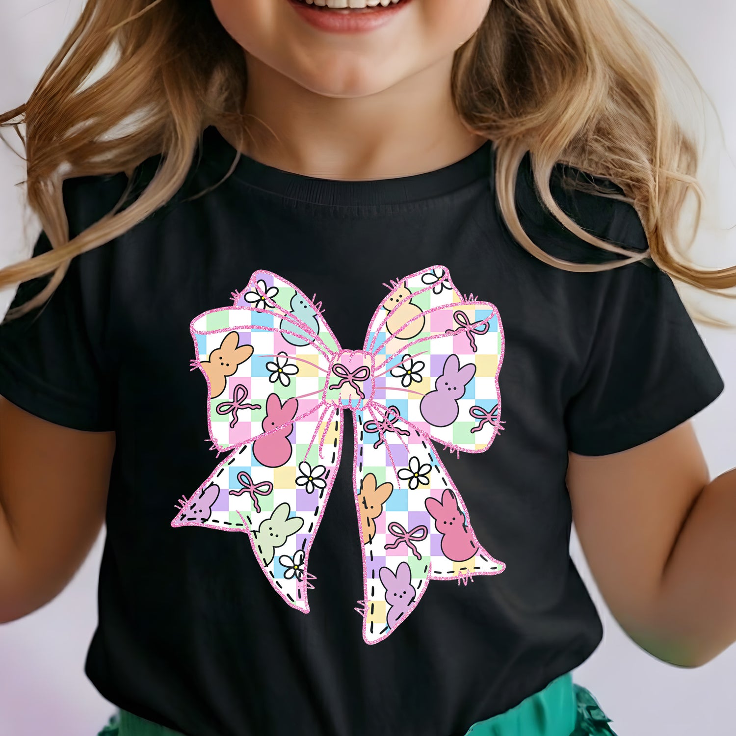 Pastel Peeps Checkered Bow - DTF Transfer