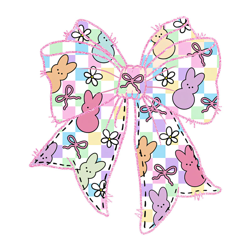 Pastel Peeps Checkered Bow - DTF Transfer