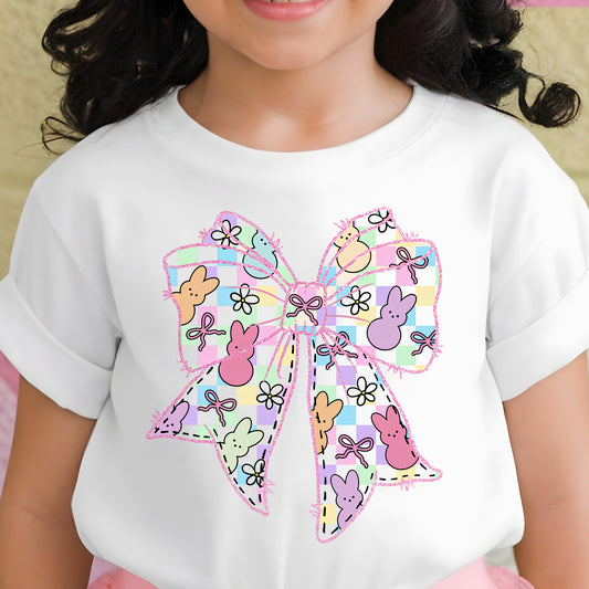 Pastel Peeps Checkered Bow - DTF Transfer