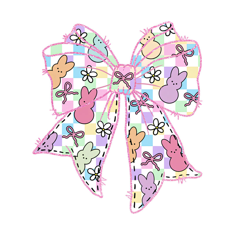 Pastel Peeps Checkered Bow - DTF Transfer