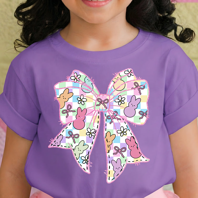 Pastel Peeps Checkered Bow - DTF Transfer