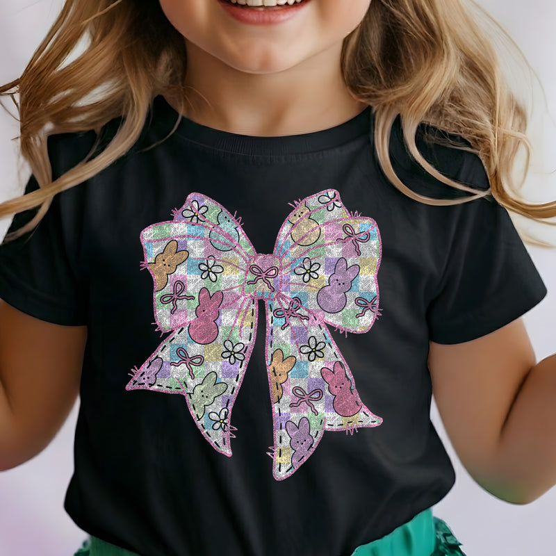 Pastel Peeps Checkered Bow - DTF Transfer