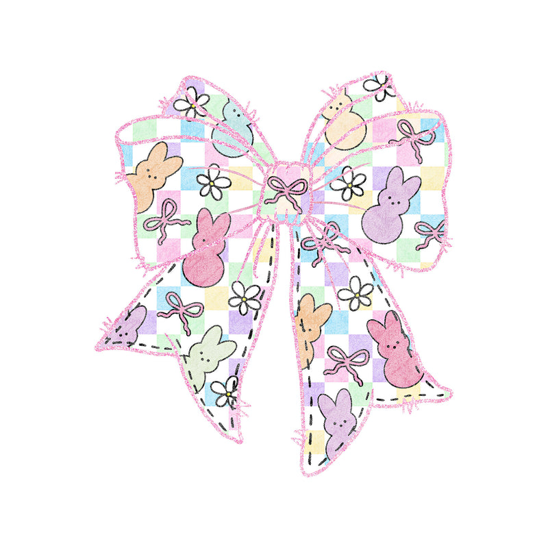 Pastel Peeps Checkered Bow - DTF Transfer
