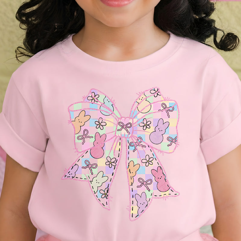 Pastel Peeps Checkered Bow - DTF Transfer