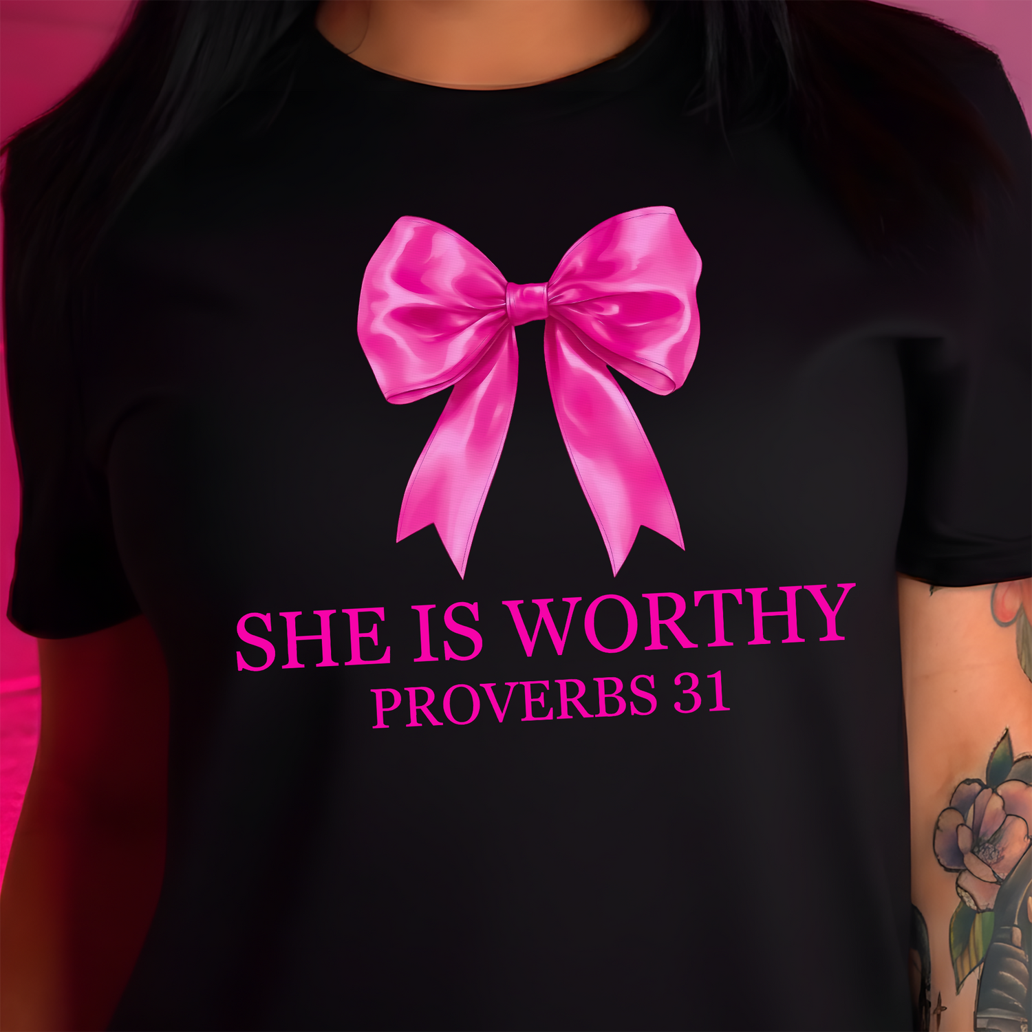 She Is Worthy Hot Pink - DTF Transfer