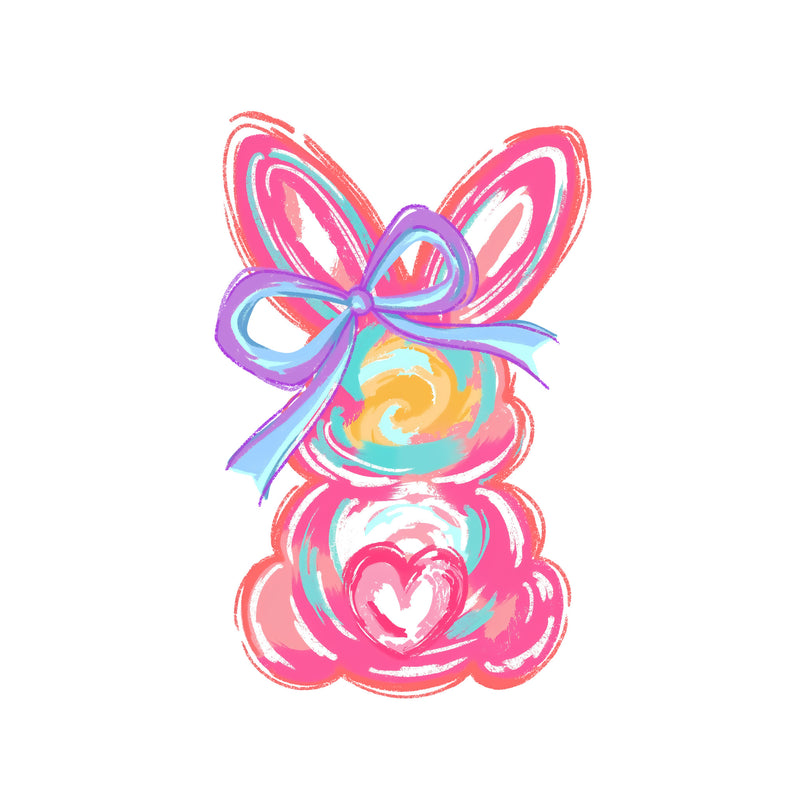 Brushstroke Pink Bunny - DTF Transfer
