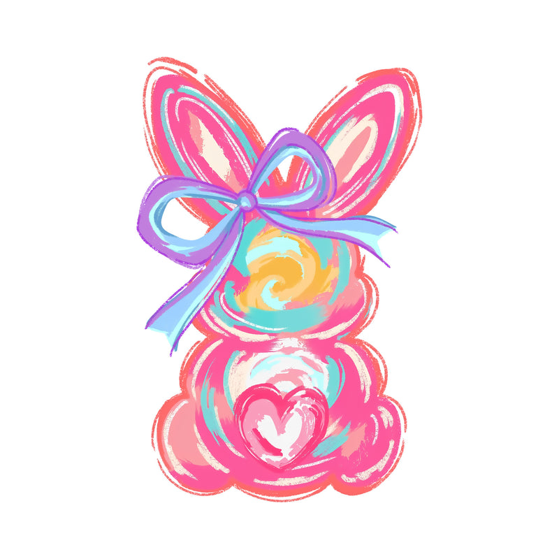Brushstroke Pink Bunny - DTF Transfer