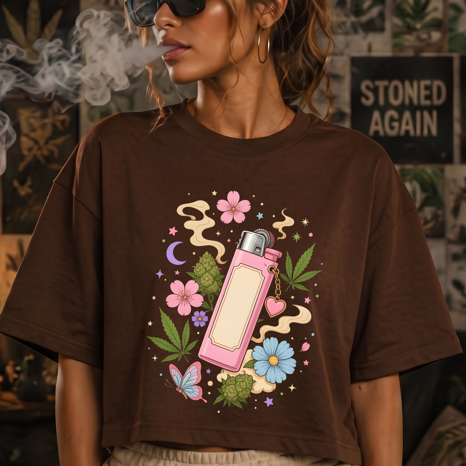 Pink Lighter & Hemp Blossoms Aesthetic - DTF Transfer