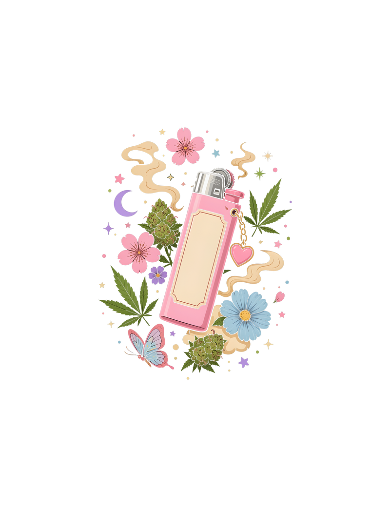 Pink Lighter & Hemp Blossoms Aesthetic - DTF Transfer