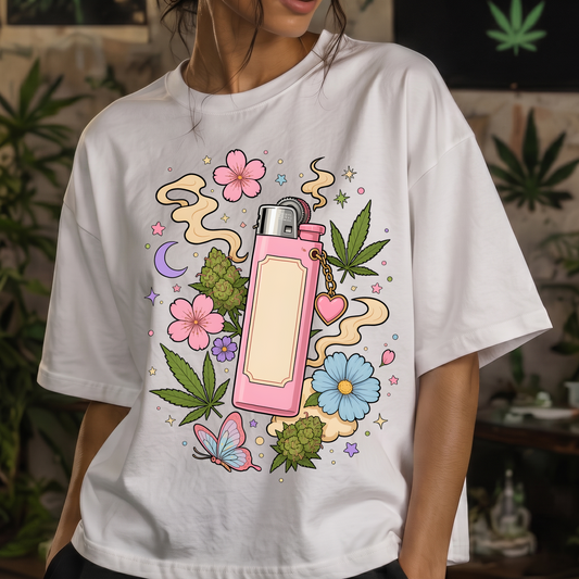 Pink Lighter & Hemp Blossoms Aesthetic - DTF Transfer