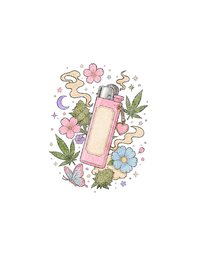 Pink Lighter & Hemp Blossoms Aesthetic - DTF Transfer