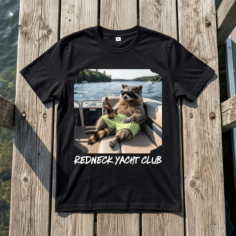 Redneck Yacht Club Pontoon Raccoon - DTF Transfer