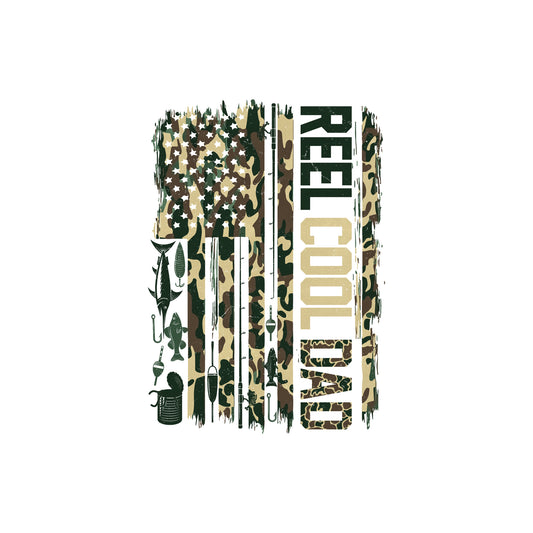 Camo Fishing Flag Reel Cool Dad - DTF Transfer