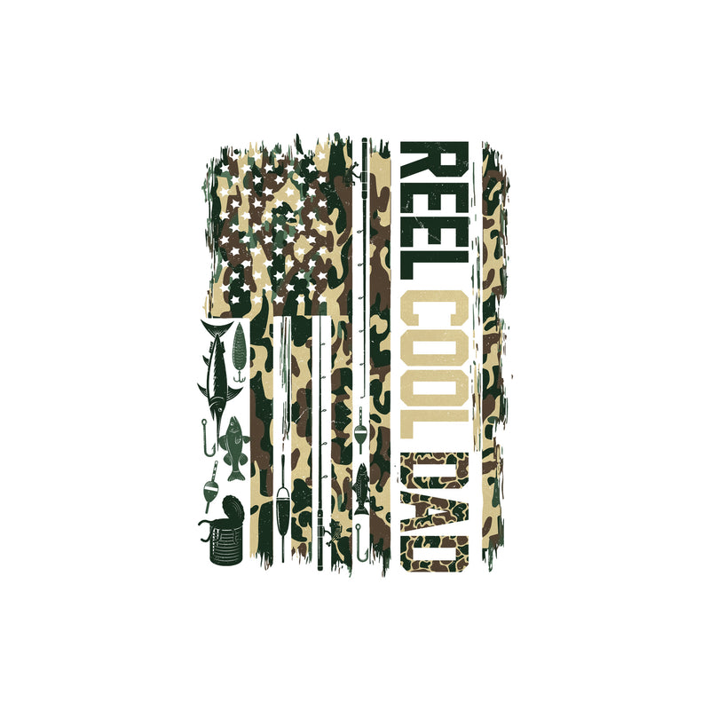 Camo Fishing Flag Reel Cool Dad - DTF Transfer