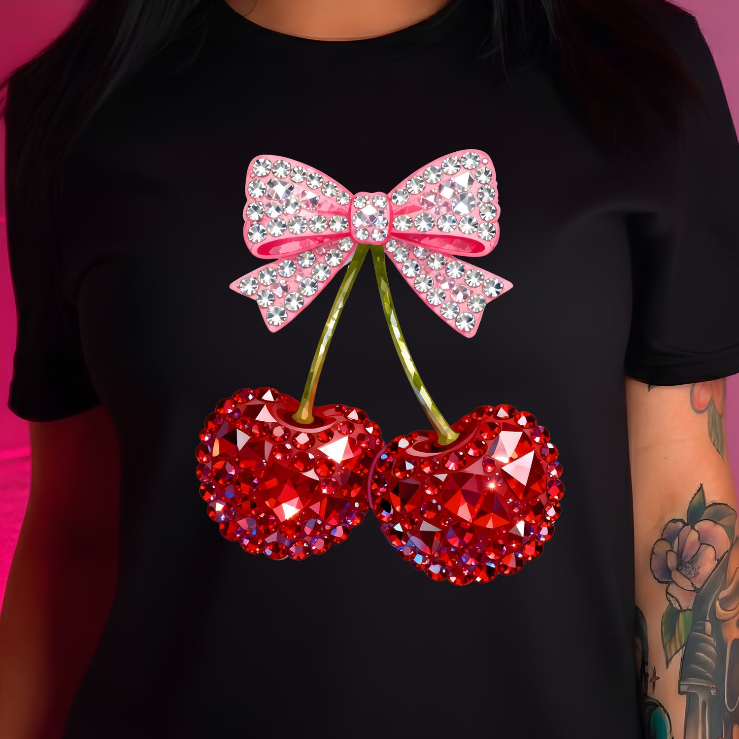 Faux Rhinestone - Cherries - DTF Transfer
