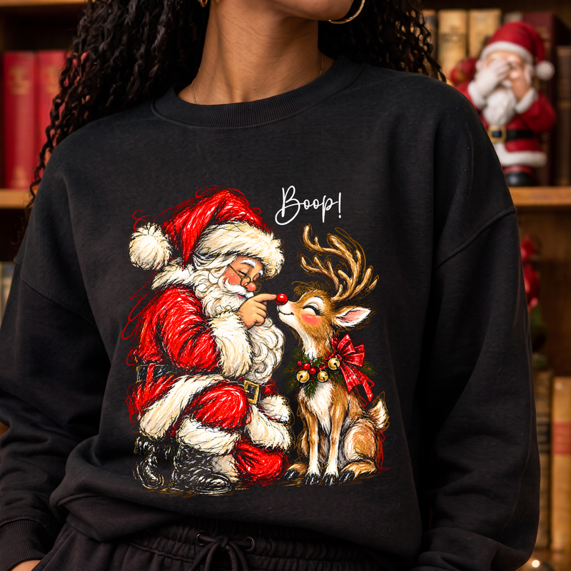 Santa Boops Reindeer Nostalgic Scribble Art Christmas - DTF Transfer